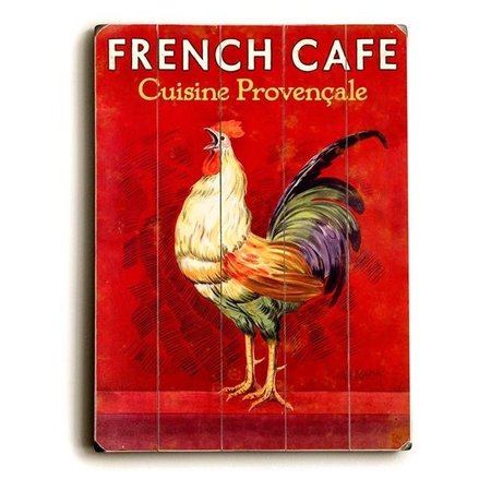 ONE BELLA CASA One Bella Casa 0003-2057-20 18 x 24 in. French Caf Rooster Planked Wood Wall Decor by Posters Please 0003-2057-20